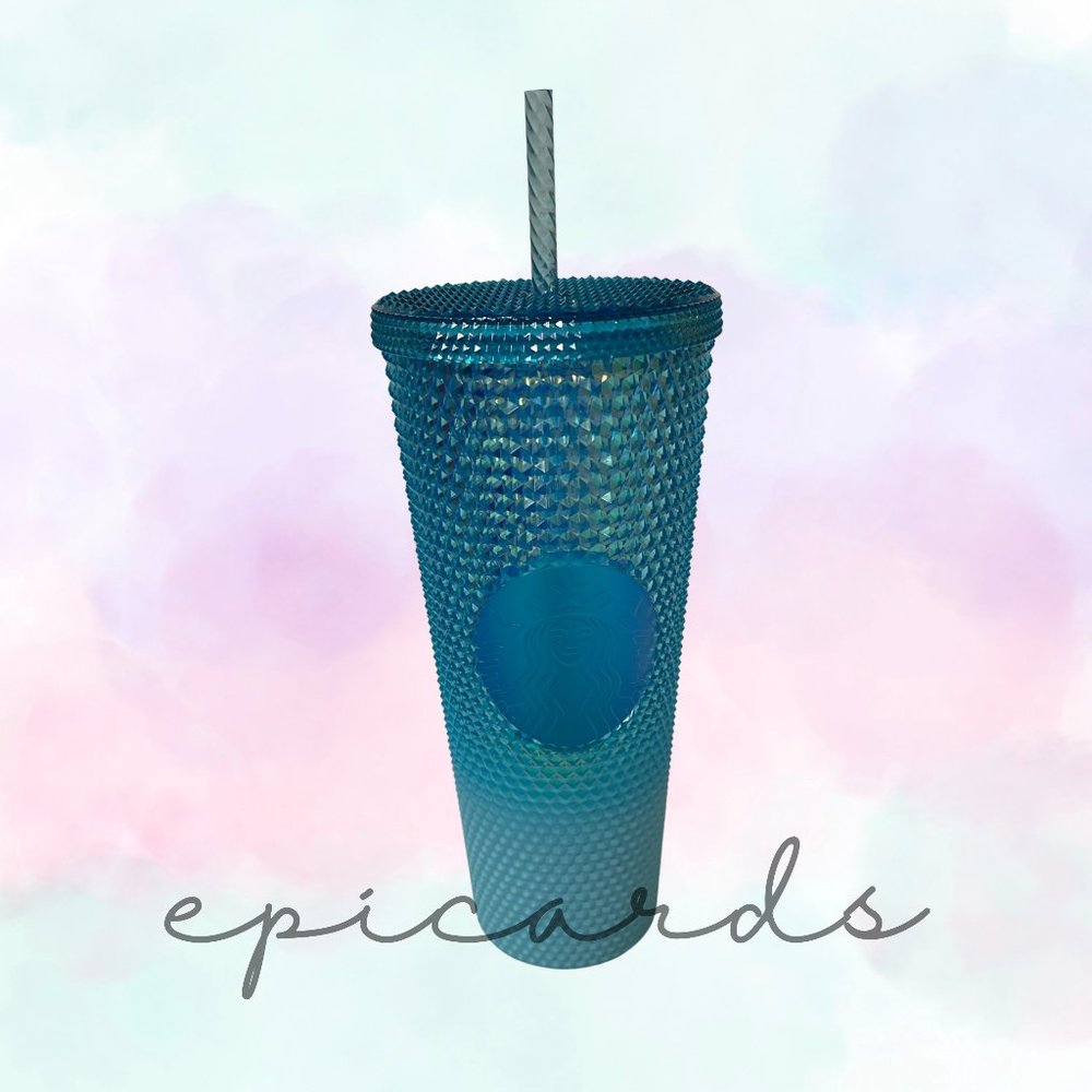 Starbucks 2023 Blue Glacier Gradient/Ombre Bling Cold Cup Tumbler Venti 24oz